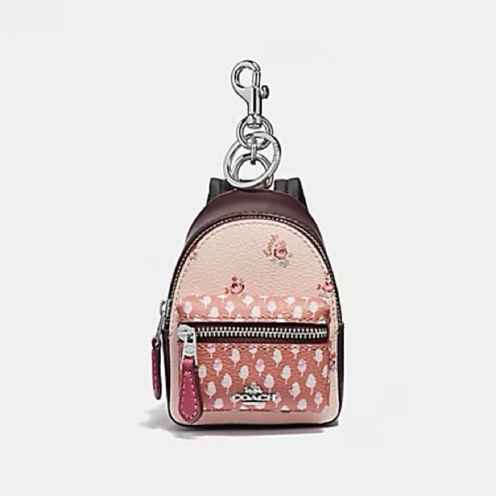 Coach mini floral backpack keychain🌷
